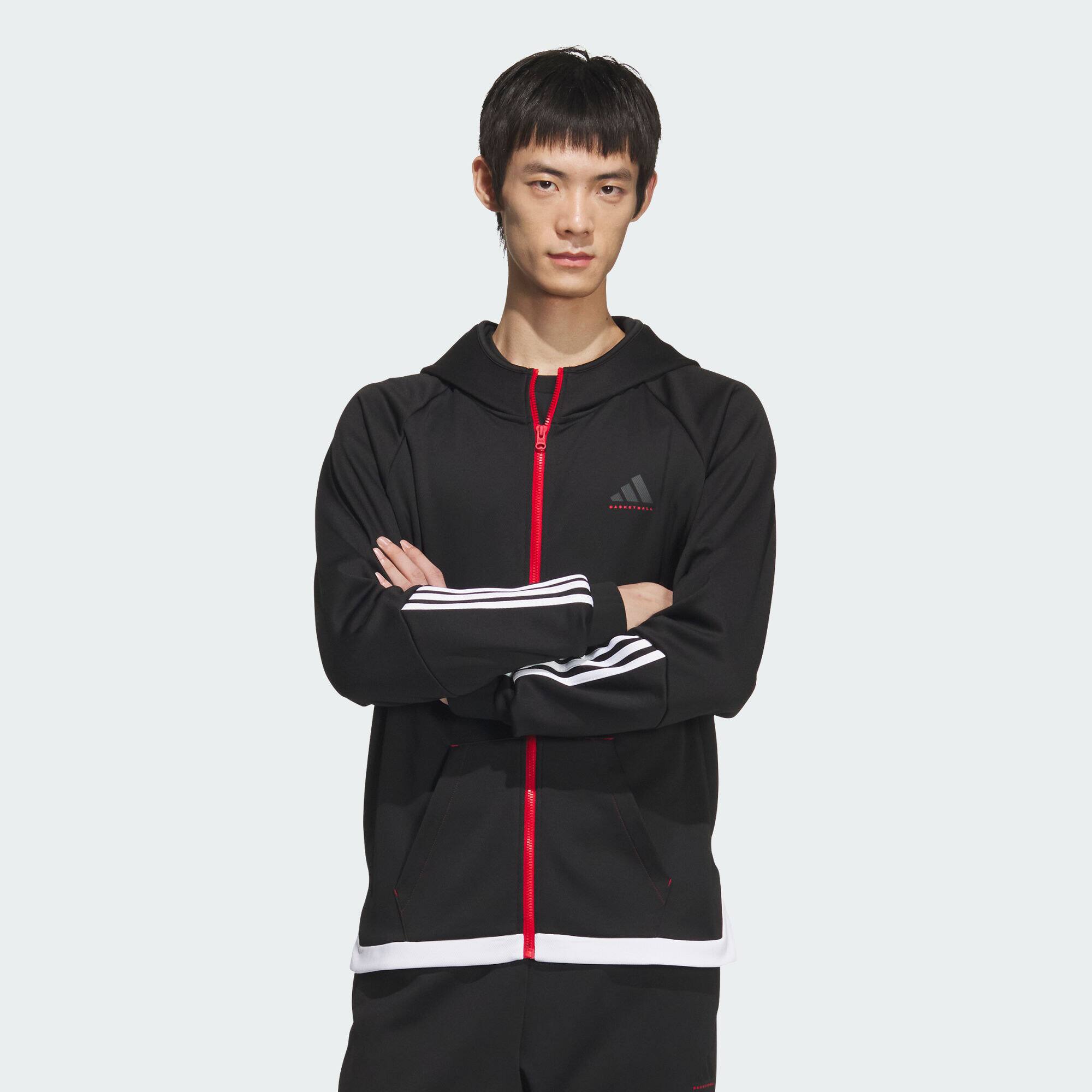 阿迪达斯专业运动男子篮球运动连帽夹克外套JL7586|JL7587
