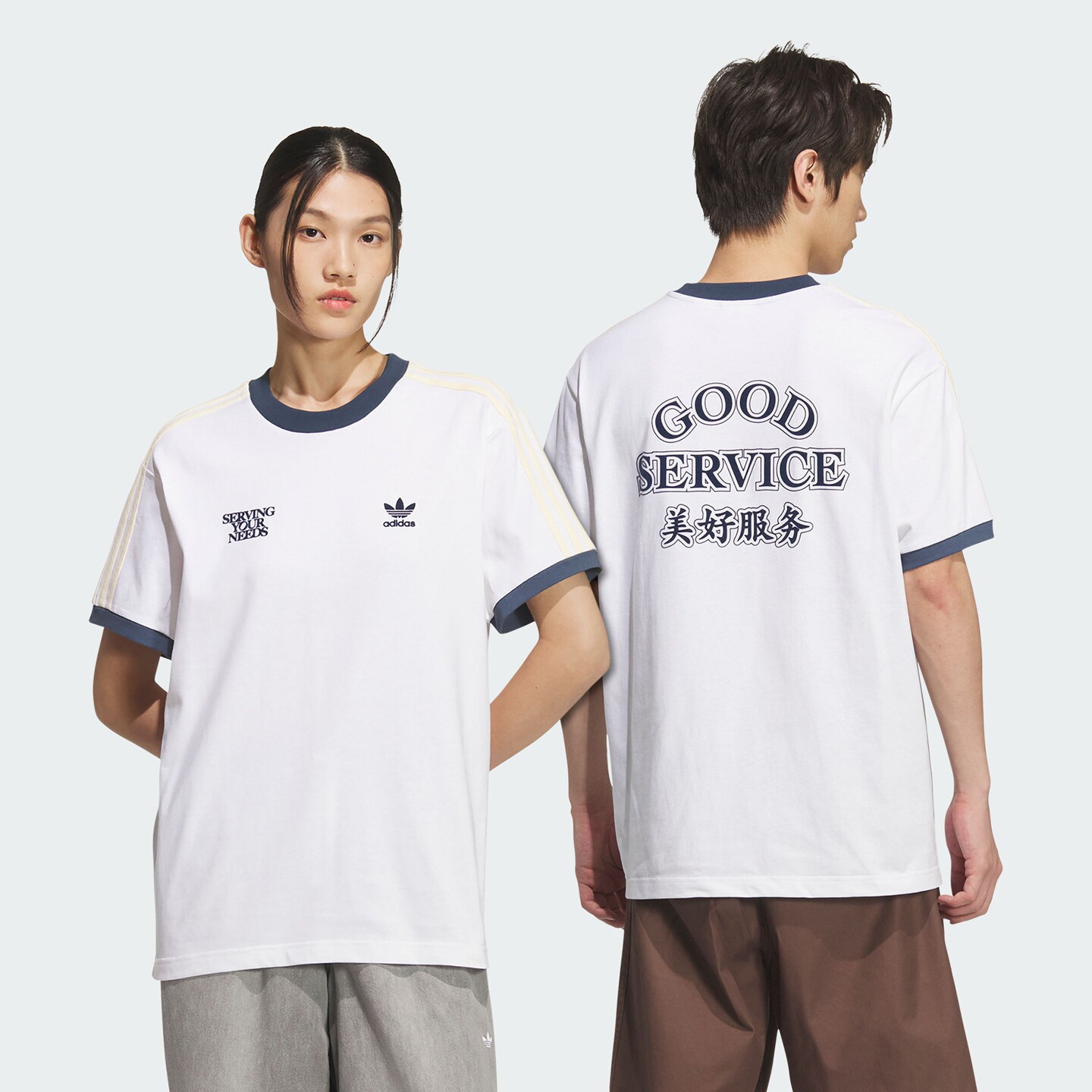 阿迪达斯三叶草中性情侣款纯棉运动宽松短袖T恤KT0841