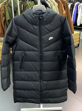 Nike/耐克正品冬季新款男子中长款保暖连帽羽绒服外套FB8180