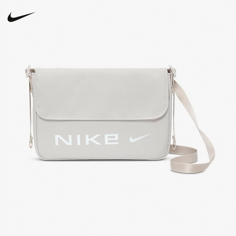 耐克女斜挎包灰白色休闲百搭按扣小包单肩包包卡包FZ2516-014