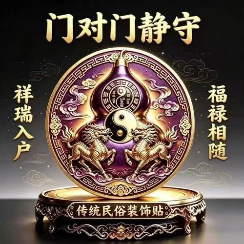【老傅推荐】门对门葫芦贴入户门室内门装饰贴【直径8CM】