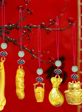 手机挂绳短款招财猫国潮金龙鱼钥匙U盘壳吊绳防丢结实沙金属挂件