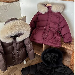 大牌折扣真毛领儿童白鸭绒中长款羽绒服2026年冬季新款连帽男女童