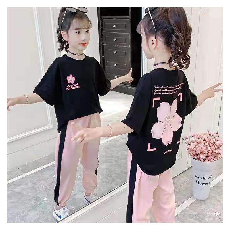 大牌折扣女童套装夏款2026新款儿童夏装洋气短袖女大童时髦运动夏