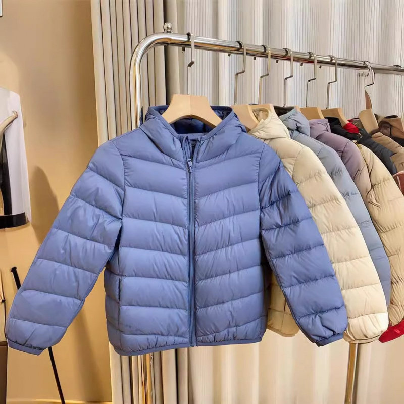 大牌折扣犹衣名品新款儿童轻薄带帽羽绒服男童女童中大童短款洋气