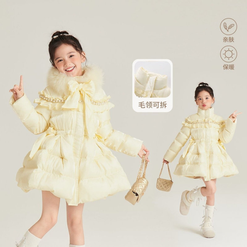 大牌折扣白色小香风轻薄羽绒棉服冬季2026新款小个子收腰中长款娃