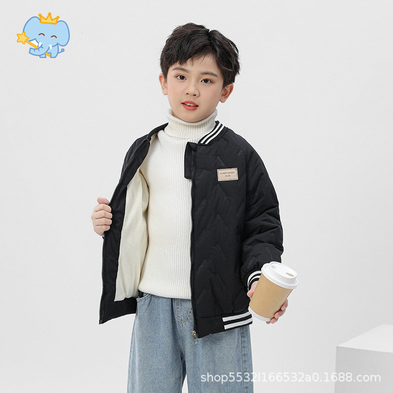 大牌折扣儿童羽绒棉内胆男童一体棉棒球服女童加绒加厚保暖外套中