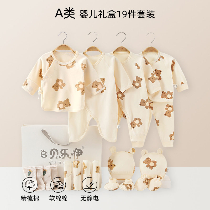 大牌折扣婴儿礼盒纯棉a类春秋宝宝套装男童女童长袖睡衣衣服安阳