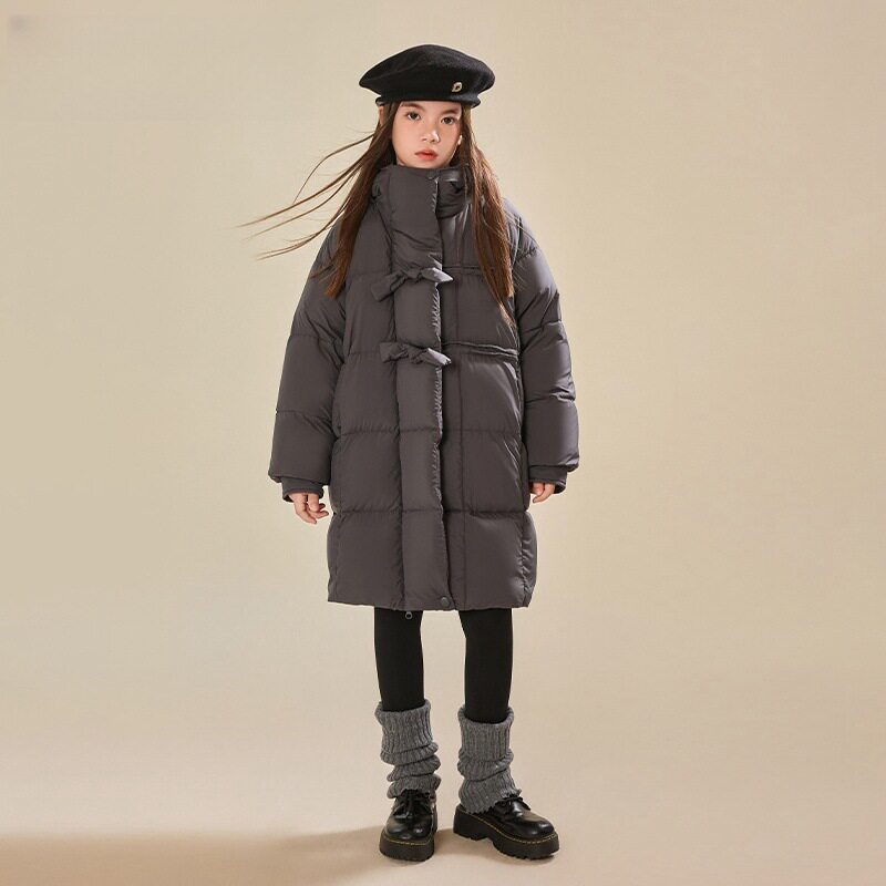 大牌折扣2026新款女童中长款羽绒棉服洋气韩版休闲棉袄外套宝宝反