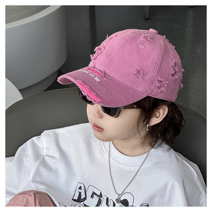 宝宝帽子ins韩版 嘻哈洋气百搭棒球帽小童潮酷痞帅街舞破洞鸭舌帽