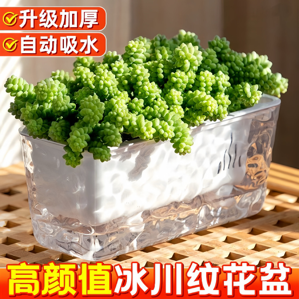 客厅高颜值加厚冰川纹自吸水花盆套盆多肉绿萝盆栽透气懒人种菜盆
