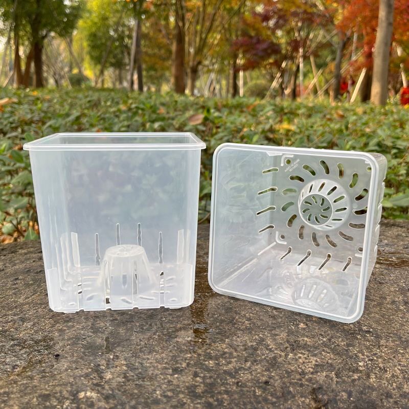 方形透明简约塑料控根花盆