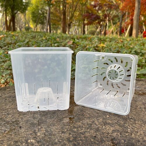 方形透明简约塑料控根花盆