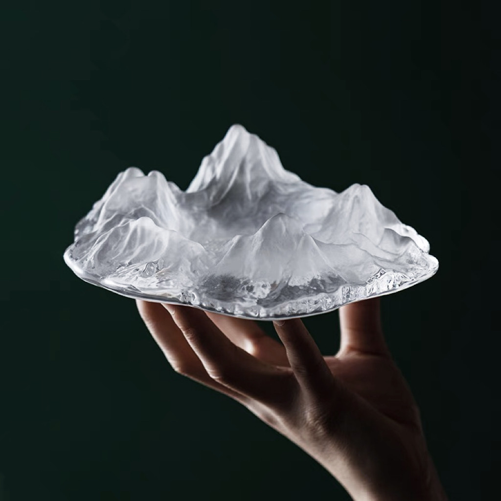 日式烟灰缸水晶玻璃冰山雪山雪茄缸酒吧办公室家用轻奢潮流