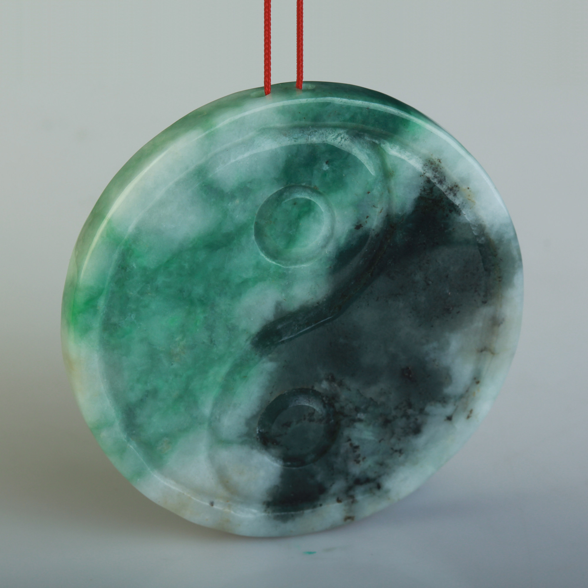 天然翡翠A货玉石太极八卦吊坠男女款本命年阴阳八卦玉坠玉佩挂件