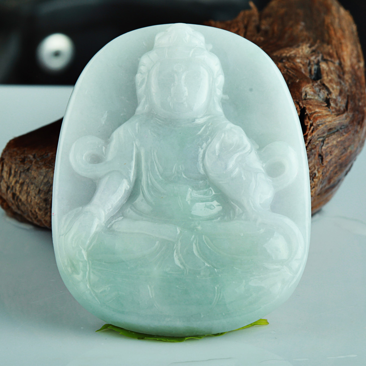 瑜韵天然翡翠A货玉观音菩萨男款玉器吊坠送证书 地藏观音挂件