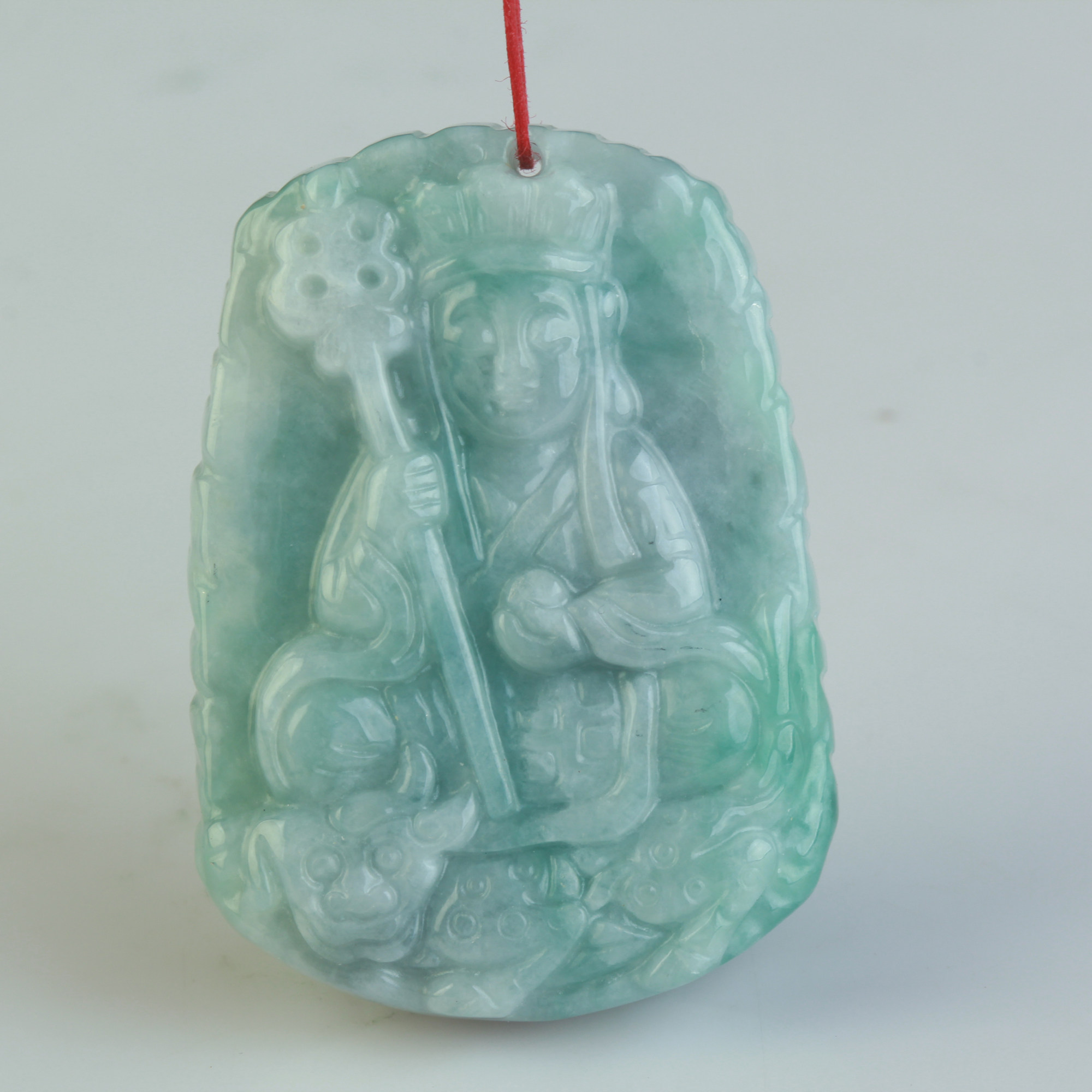 天然翡翠冰润漂花地藏王唐僧吊坠普度众生佩戴佑平安送证书