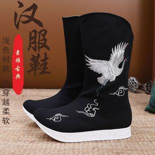 婚鞋 皂靴弓鞋 官兵摄影靴 靴子翘头舞蹈cos汉服内增高男女中式 古装