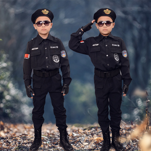 儿童小军装小特警演出装备男女童小警察黑猫警长演出服装生日礼物