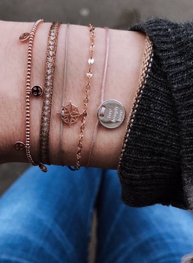 西班牙风情Guanabana 金黄焦糖系撞色花纹手工编织叠戴沙滩手绳潮