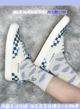 VANS蓝色白色棋盘格蝴蝶结Style95 Lacey DX帆布板鞋VN0A4BU3XMY