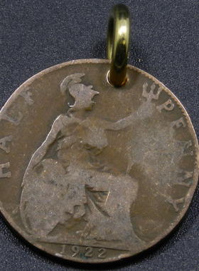 英国早期半便士硬币吊坠