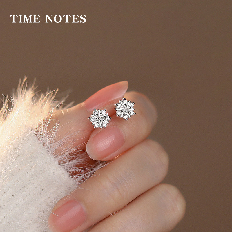 999纯银耳钉女足银纯银锆石银饰品简约百搭首饰女生网红生日礼物