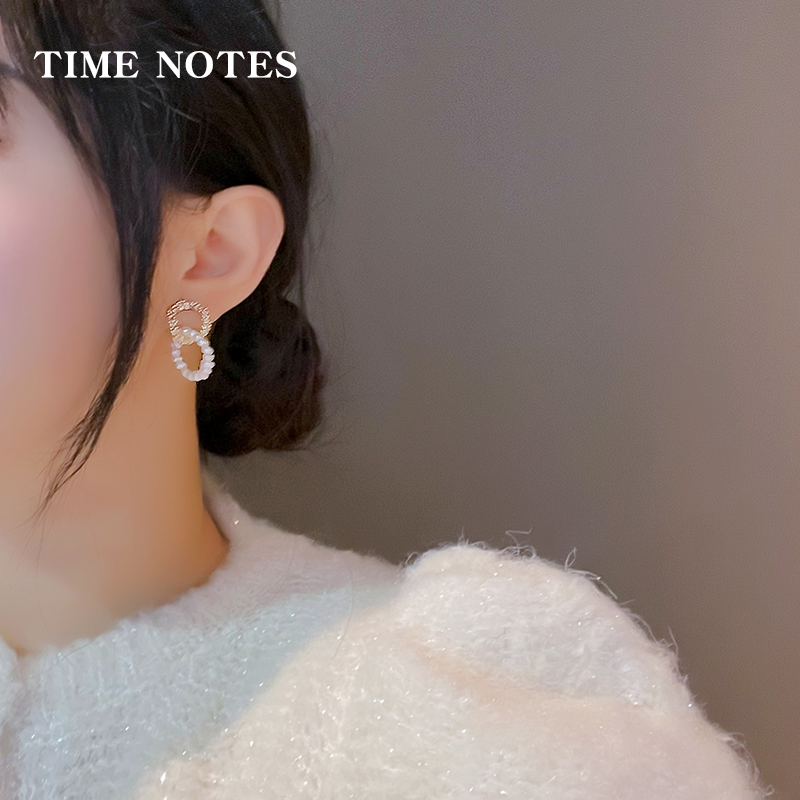 珍珠耳钉女925银针天然巴洛克耳环简约气质小香风复古ins耳坠韩国