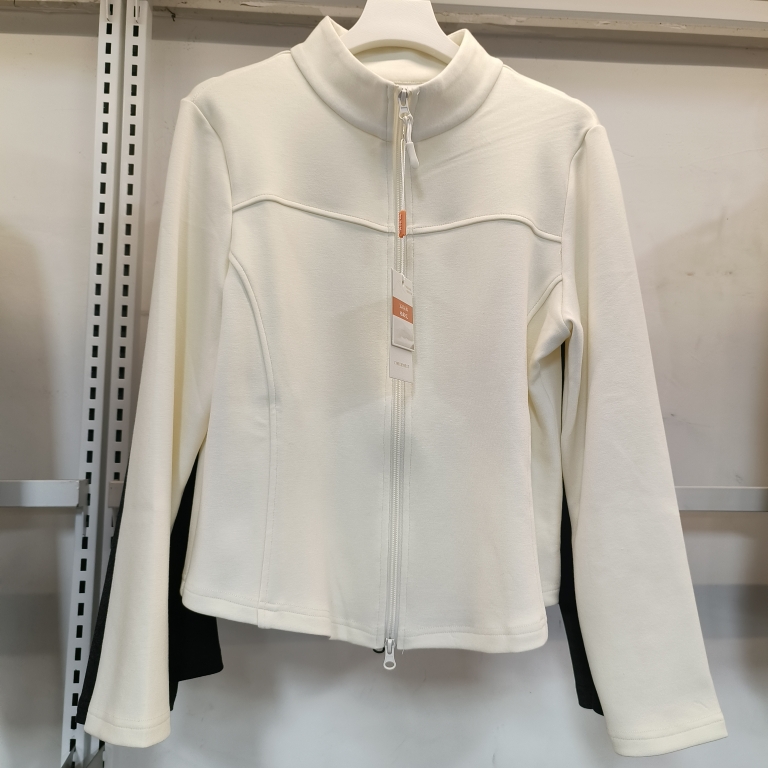 柏彩汇725825半高领空气棉小蛮腰打底衫双拉链开衫外套修身卫衣