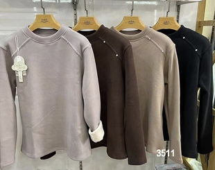 女士内搭打底衣3515 冬装 婉彦3511秋冬新款 一体绒加大加厚针织衫