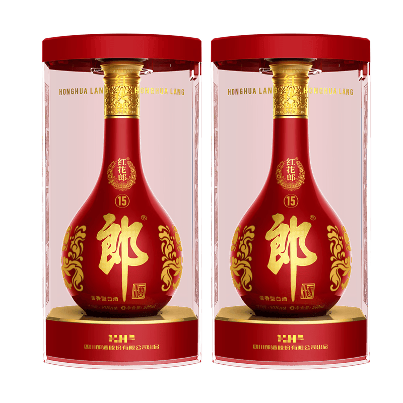 郎酒红花郎十五15酱香型53度高度500ml*2瓶过节送礼四川白酒