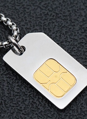 嘻哈街头网红潮人SIM电话卡芯片项链男女时尚创意钛钢吊坠毛衣链