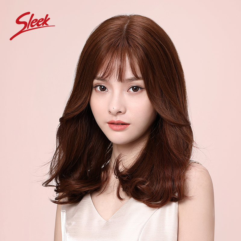 sleek假发时尚女款韩式八字刘海梨花头真人发波浪卷发披肩发假发