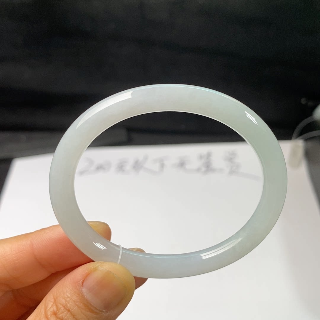 隆和翡翠直播三店缅甸翡翠A货手镯天然翡翠白冰53贵妃直播专拍