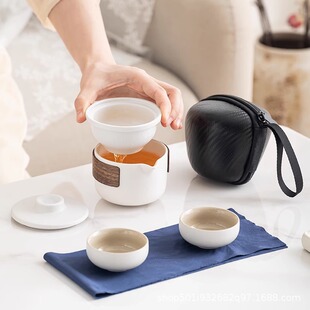 便携式 家用简约随身快客杯户外露营泡茶壶功夫茶杯 旅行茶具小套装