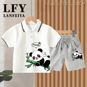 中小儿童翻领polo衫 2024夏季 两件套装 t恤洋气短裤 潮 男童宝宝短袖