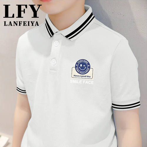 儿童条纹翻领半袖上衣薄款潮