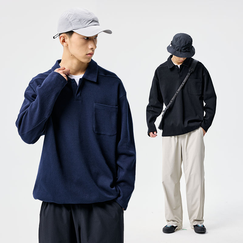 BENPANDA珠地翻领卫衣长袖polo衫