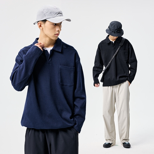 上衣 套头衫 预售BENPANDA2025秋冬老钱风翻领卫衣男款 休闲简约长袖