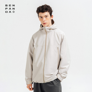 防泼水冲锋衣夹克连帽纯色外套男春秋季 BENPANDA 冲锋衣清仓