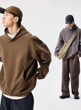 BENPANDA 空气层连帽卫衣立体分割剪裁情侣防风复古秋冬套头衫男