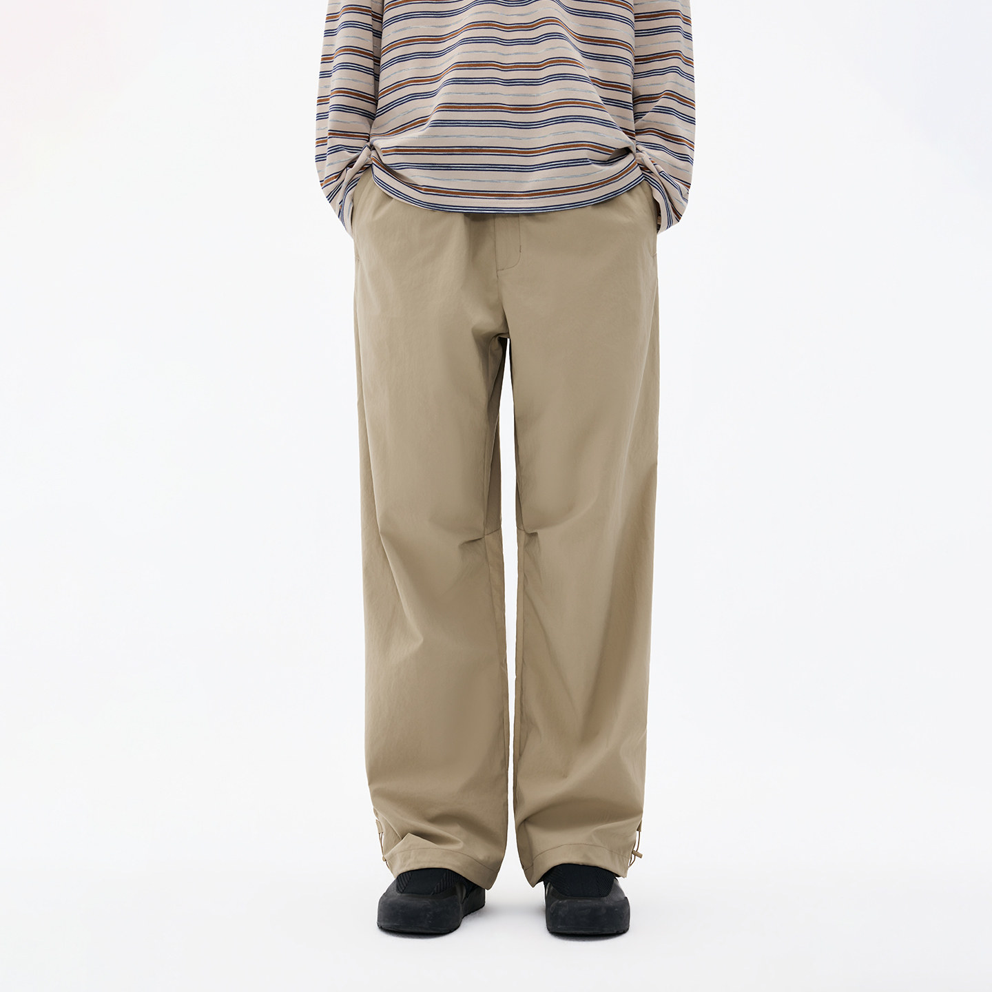 BENPANDA 简约撞色拼接休闲裤男抽绳直筒宽松长裤2026春季新款,男装,休闲裤,淘宝优惠券,粉丝福利购,淘宝优惠卷