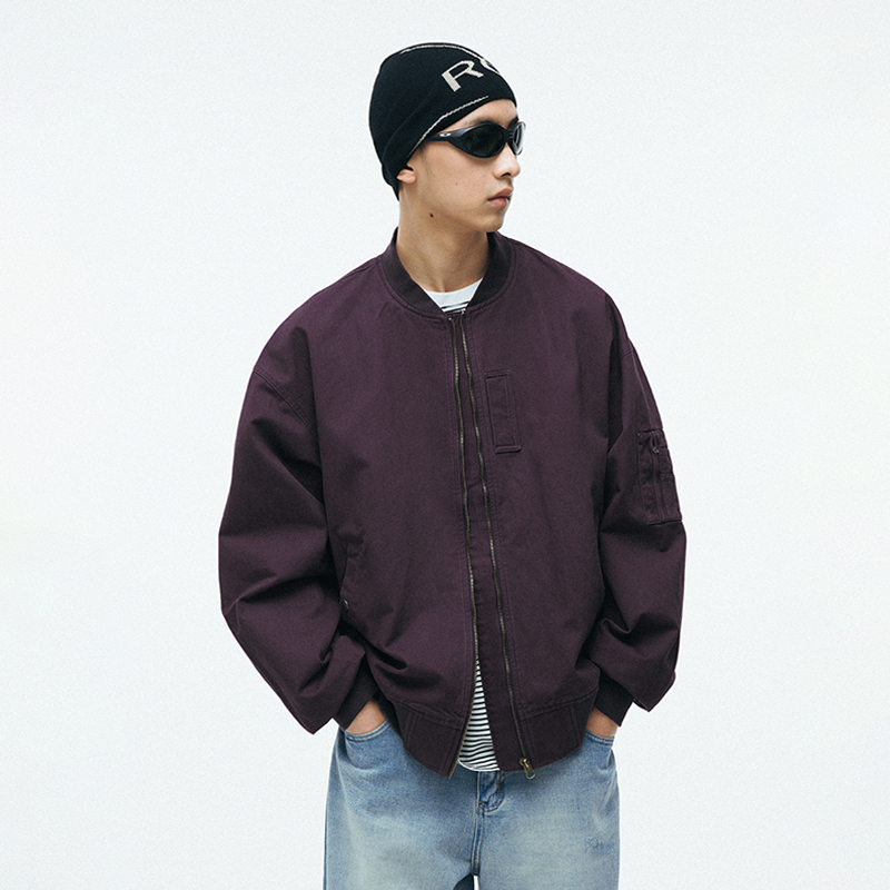 飞行员夹克男棒球领外套潮流工装