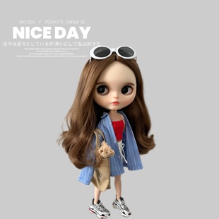 ob24 娃娃衣服 azone19关节体 fr换装 条纹衬衣 blythe小布娃娃