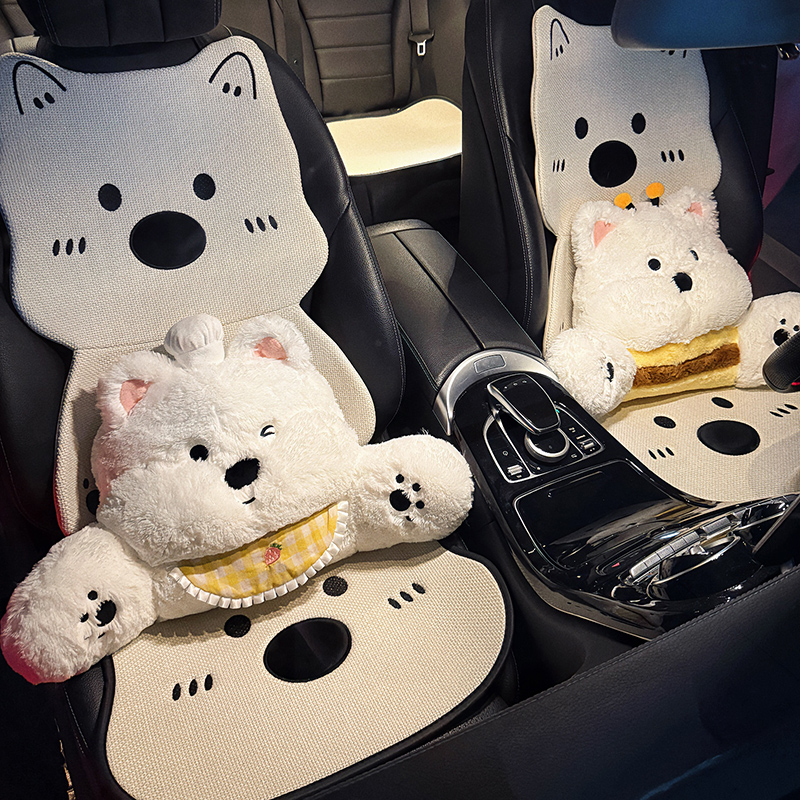 汽车腰靠垫女士车内座椅腰脱车载可爱西高地车用靠背腰垫护腰靠枕