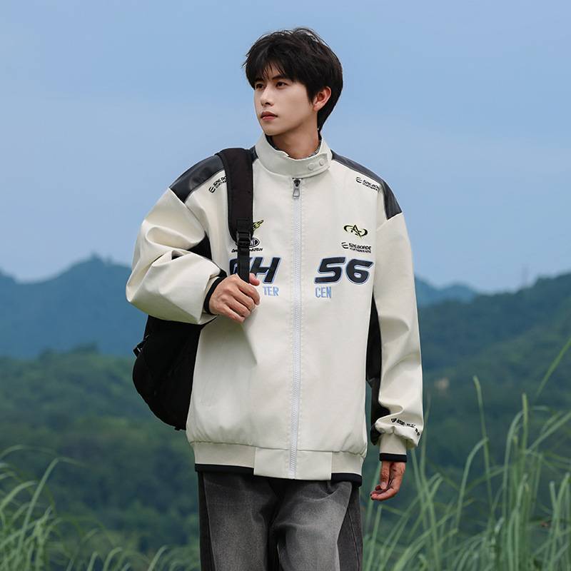 品牌专柜M-8XL大码PU皮衣男式外套立领棒球服飞行员机车外套痞帅