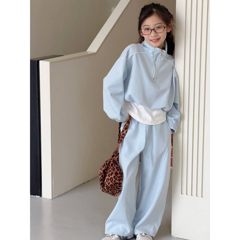 品牌专柜女童休闲两件套2026春款新款中大童百搭洋气运动卫衣阔腿