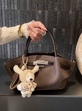 品牌专柜小众设计撞色手提菜篮子包包女2026新款通勤饺子包百搭单