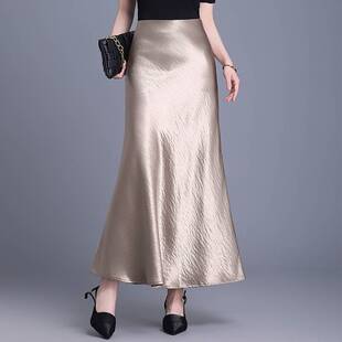 品牌专柜优雅缎面半身裙女2026年春款高腰显瘦高档洋气鱼尾裙长款