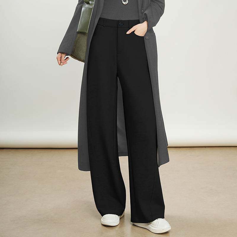 品牌专柜灰色休闲裤女2026新款春夏时尚垂感高腰直筒香蕉西装裤阔